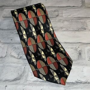 Marco Polo polyester men’s tie retro design graphics blue red yellow geometric